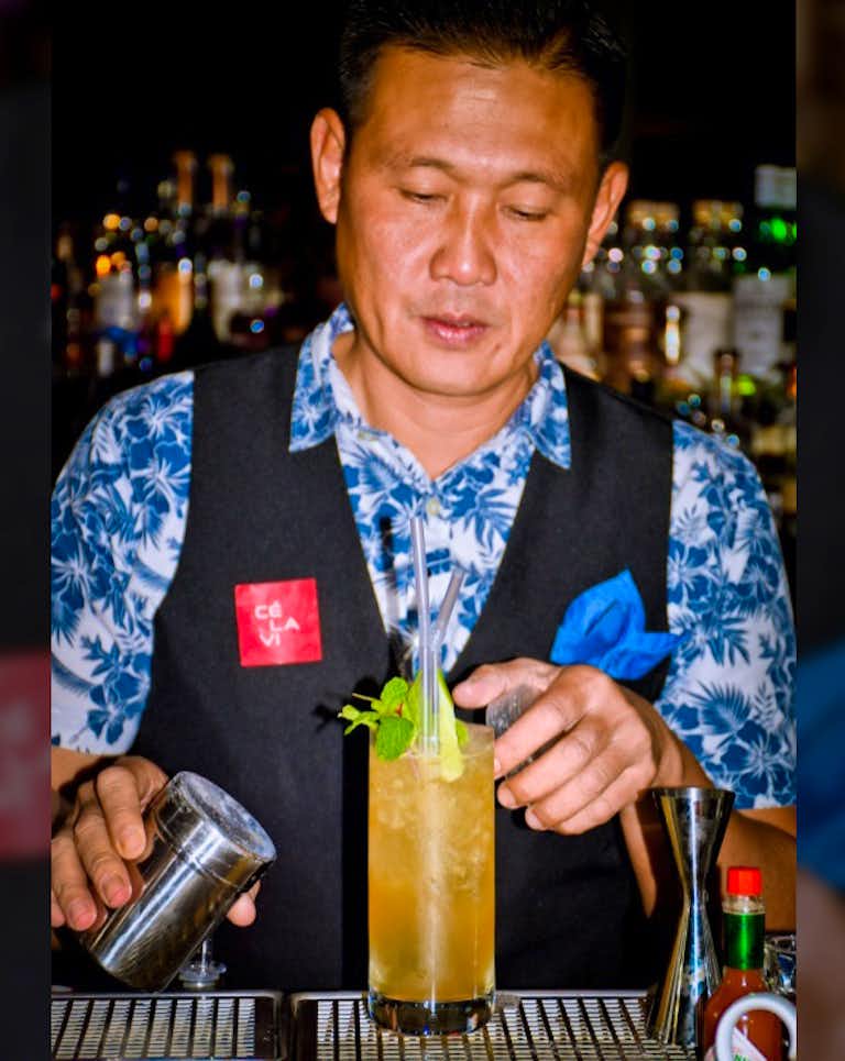 Mixologist preparing a cocktail at The Kingsbury Hotel