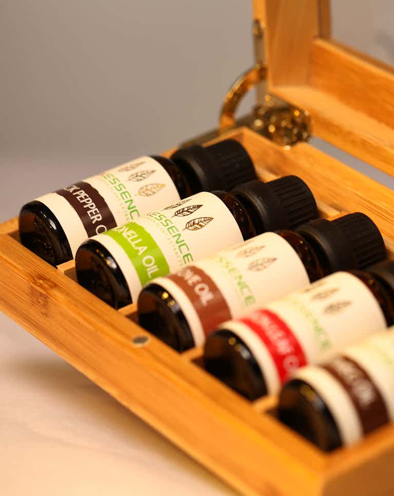 Variety of spa oils at The Kingsbury Hotel