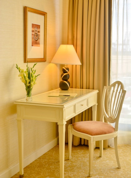 Writing desk and chair in a superior room at The Kingsbury Hotel