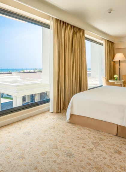 View of a luxury room with ocean views at The Kingsbury Hotel